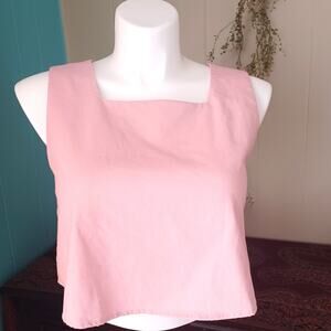 Kourt Pink Linen Sleeveless Crop Top Size XL